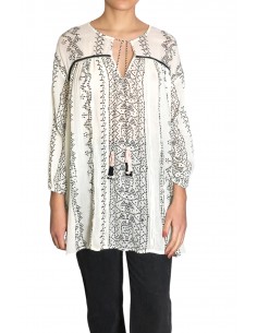 Printed blouse with drawstring