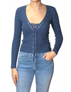 Sweater lace up azul