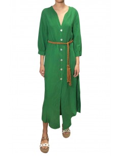 Vestido camisero lino verde