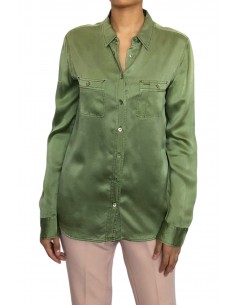 Camisa satinada verde oliva