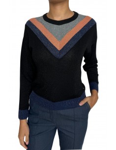 Sweater lurex negro en V